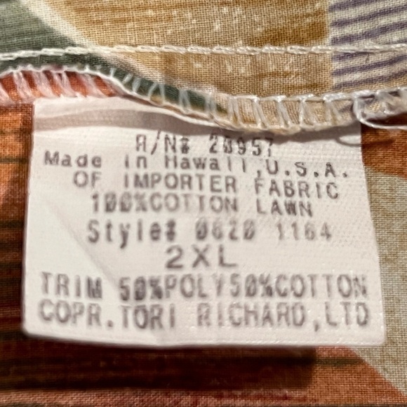 TORI RICHARD of HONOLULU Men's Multicolor Patterned Shirt/size 2XL - Picture 4 of 8